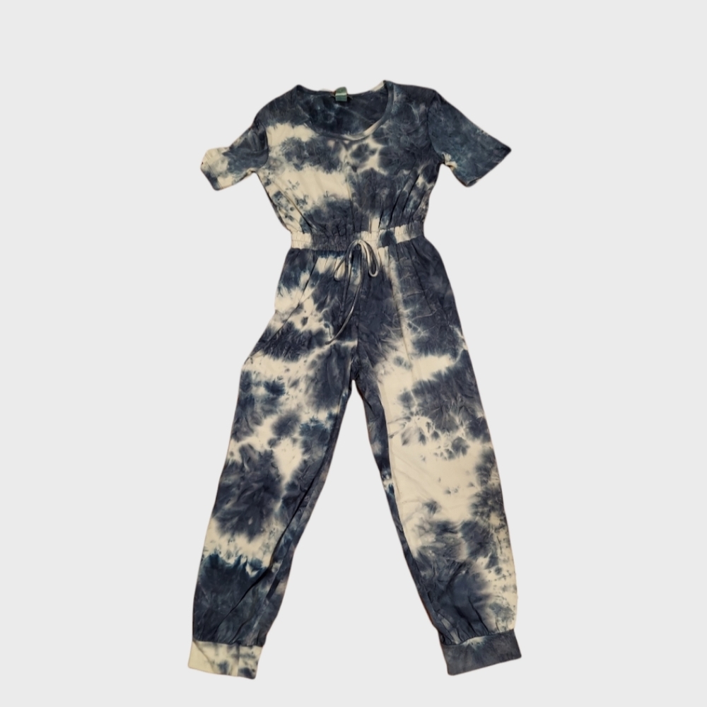 ❤ Good luck gem jumsuit. Size small. Blue tie dye